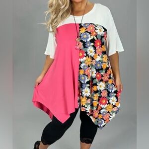 Curvy Lovey Daisy Collection Asymmetrical Top New